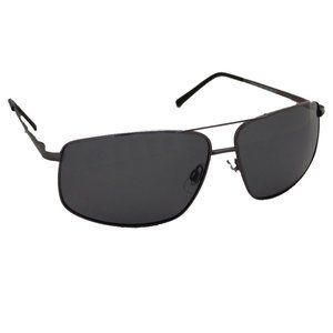 Rectangular wrap around metal polarized sunglasses